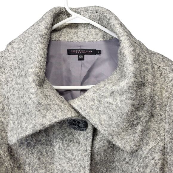 Robert Kitchen Gray Wool Blend Cropped Peacoat Jacket - Size 12 - Picture 7 of 13
